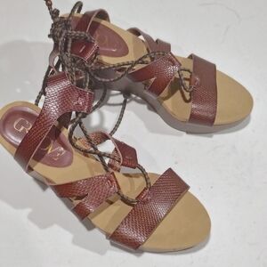Ladies Burgundy Red Women's Wedges Sandals Size 8